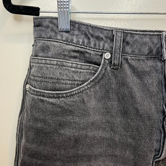 NWT Free People Washed Black Denim Button Fly Raw Hem skirt, Size 30 (US 10) - Picture 7 of 13